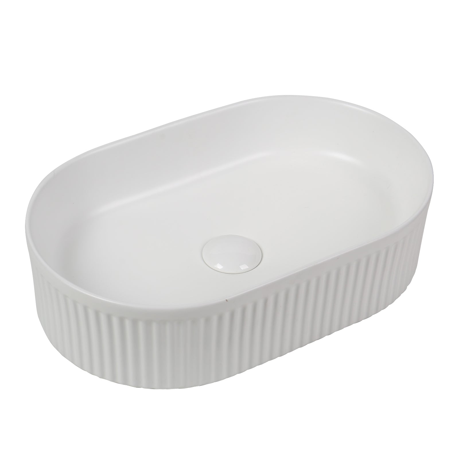 OVAL WHITE FLUTED BASIN A721