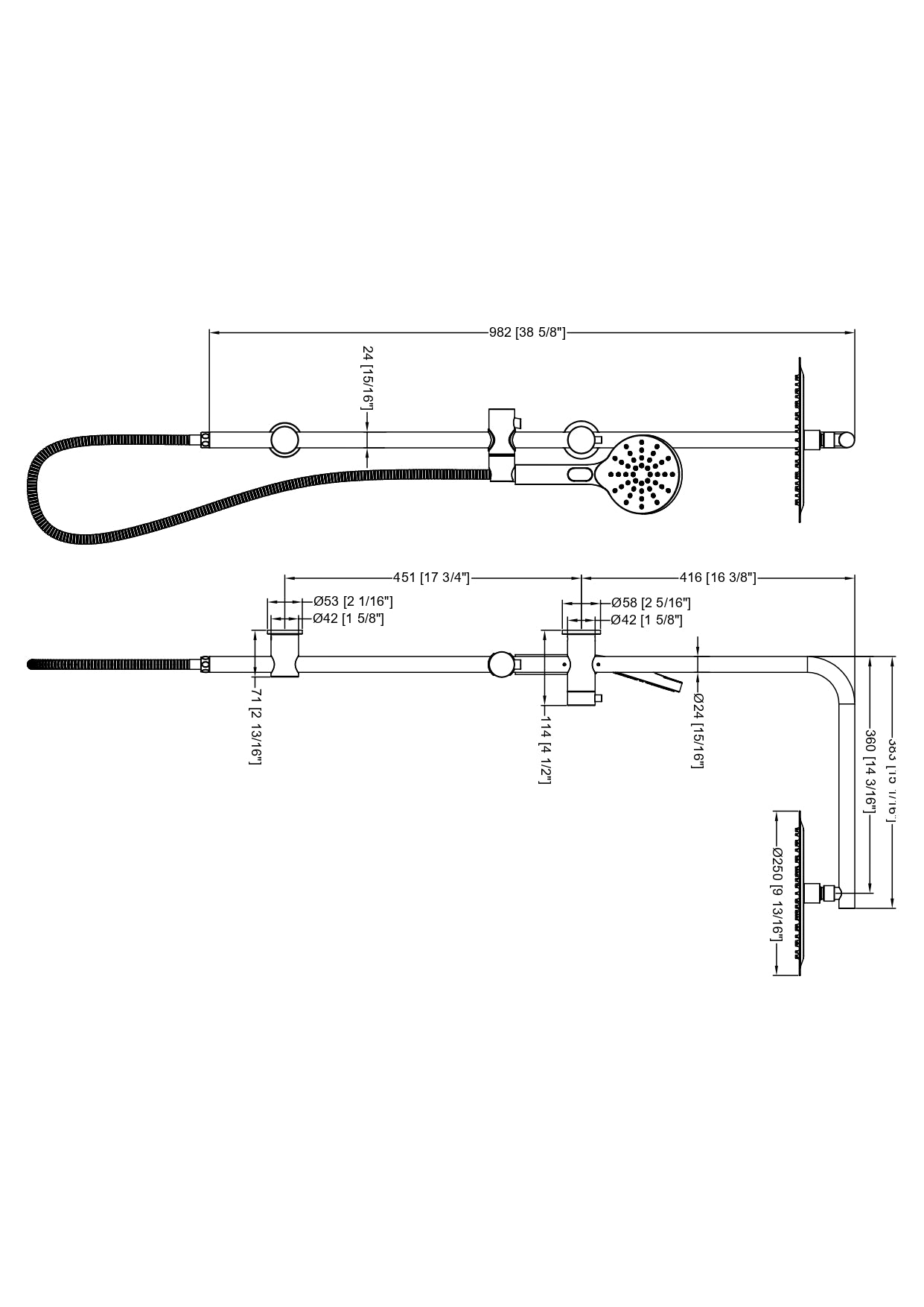 Matt Black Round Handheld Shower Station With Diverter 86H66