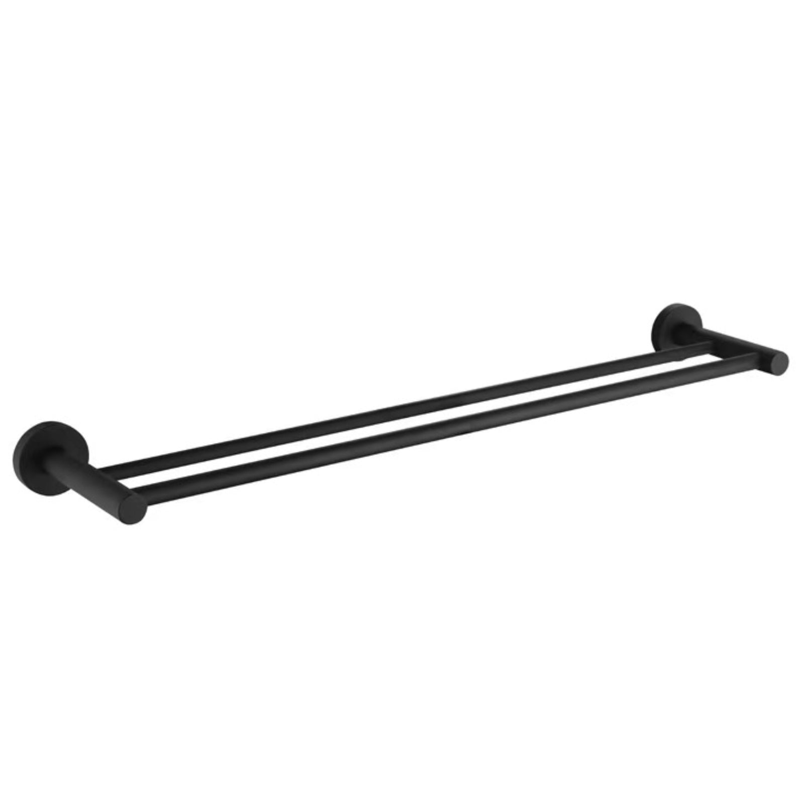 Round Matte Black Double Towel Rail 75110