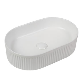 OVAL WHITE FLUTED BASIN A721